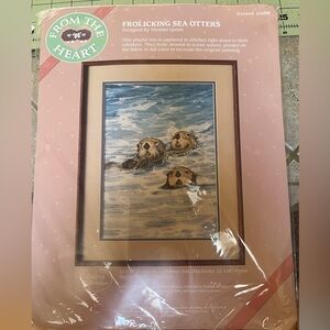 Dimensions Vintage Crewel Kit Frolicking Sea Otters Sealed 1987 From the Heart